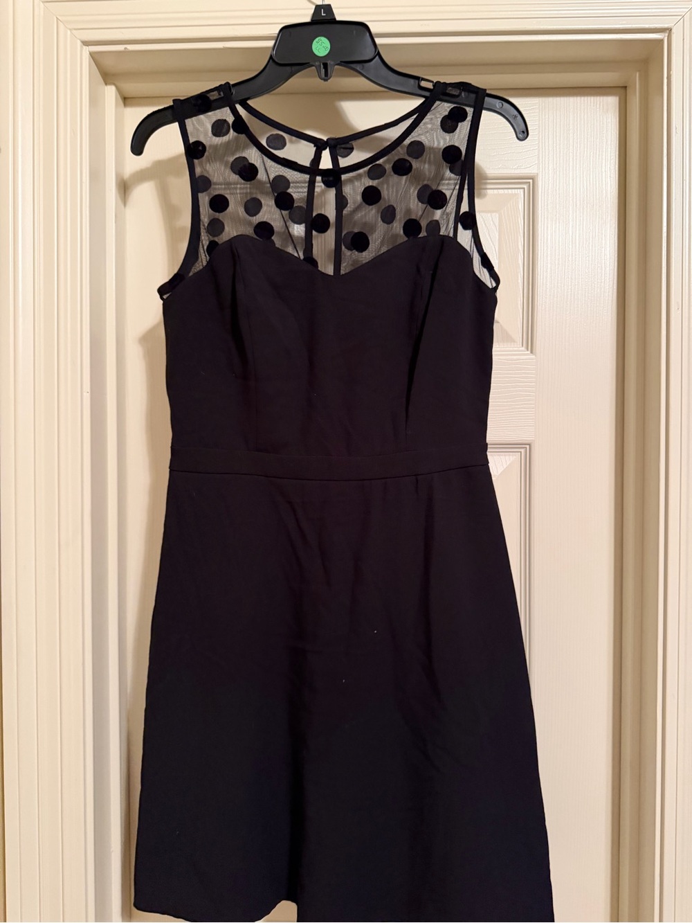 LC Lauren Conrad Black Polka Dot Mesh Yoke Mini Dress